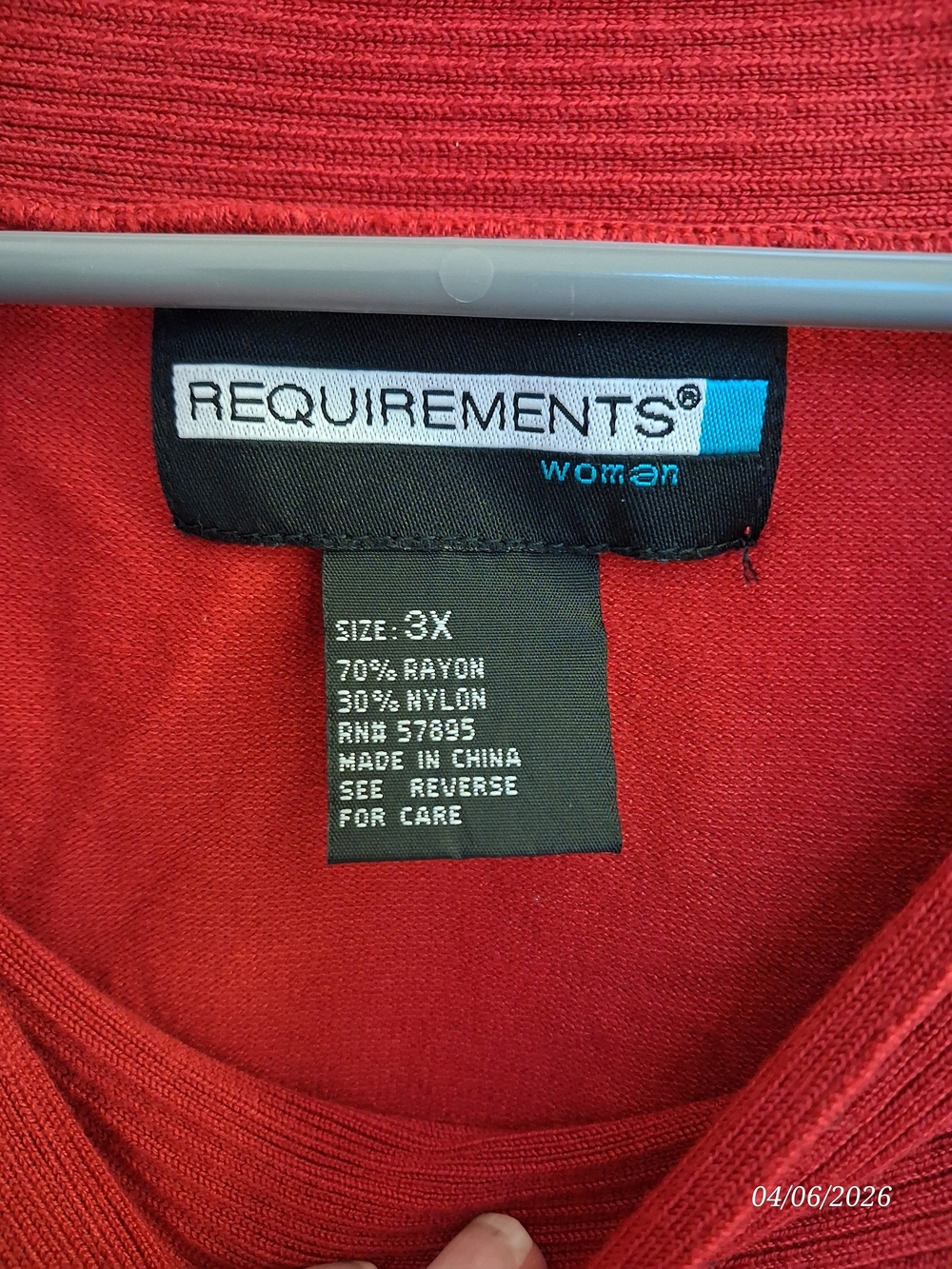 Requirements Red Off-the-Shoulder Boatneck Sweater - Picture 3 of 3